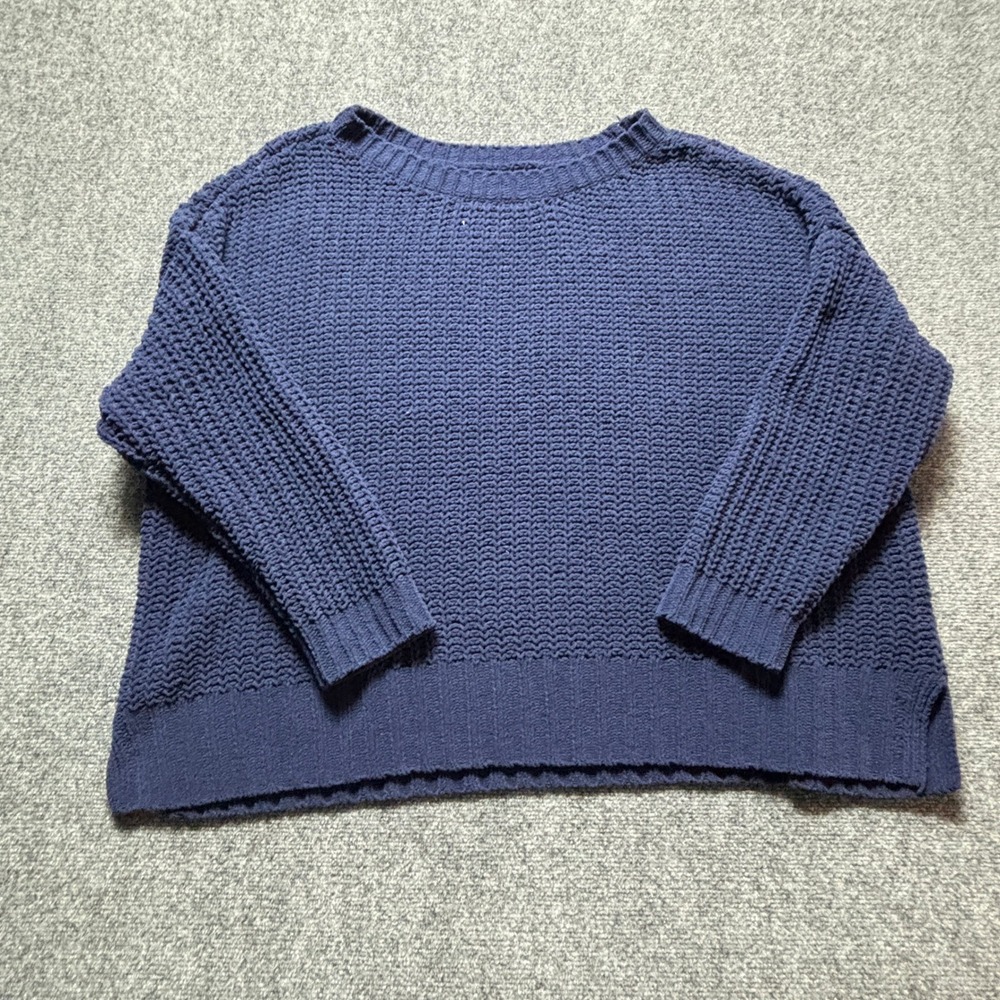 American Eagle Navy Blue Chenille Chunky Knit Sweater Womens Medium Pullover